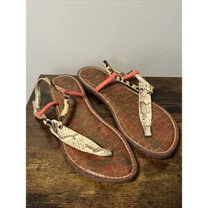 Sam Edelman Sandal Womens 7.5M Flat Thong Leather Ankle Strap Gigi Cruise, Beach